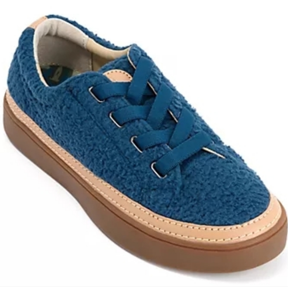 Brand New! Revitalign Orthotic Gore Lace Teddy Sneakers Malibu Teddy Marine Blue